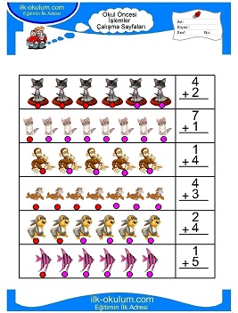 Çocuklar İçin toplam işlemi yaprak testleri 